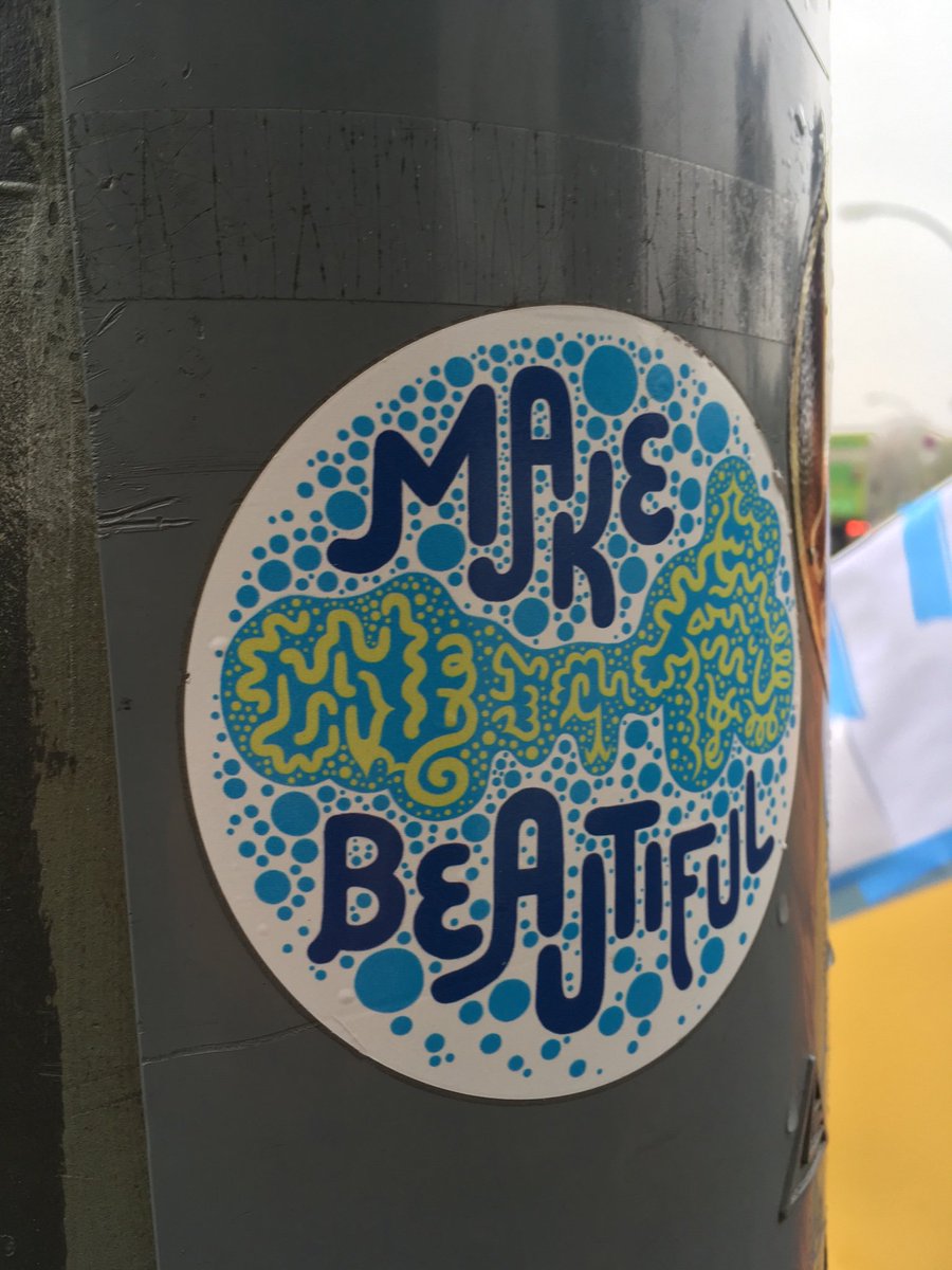 ilan_katin's tweet photo. Two public 'incantations' of the first #makebeautiful sticker as of yet un-removed since over two years ago. Circles tend to hold better.
Help fund the next round to #makeitbeatiful via @KnownOrigin_io. Help me and receive 10 of your own stickers! https://t.co/2P6oiKgTEh https://t.co/kJ65Pes3mK