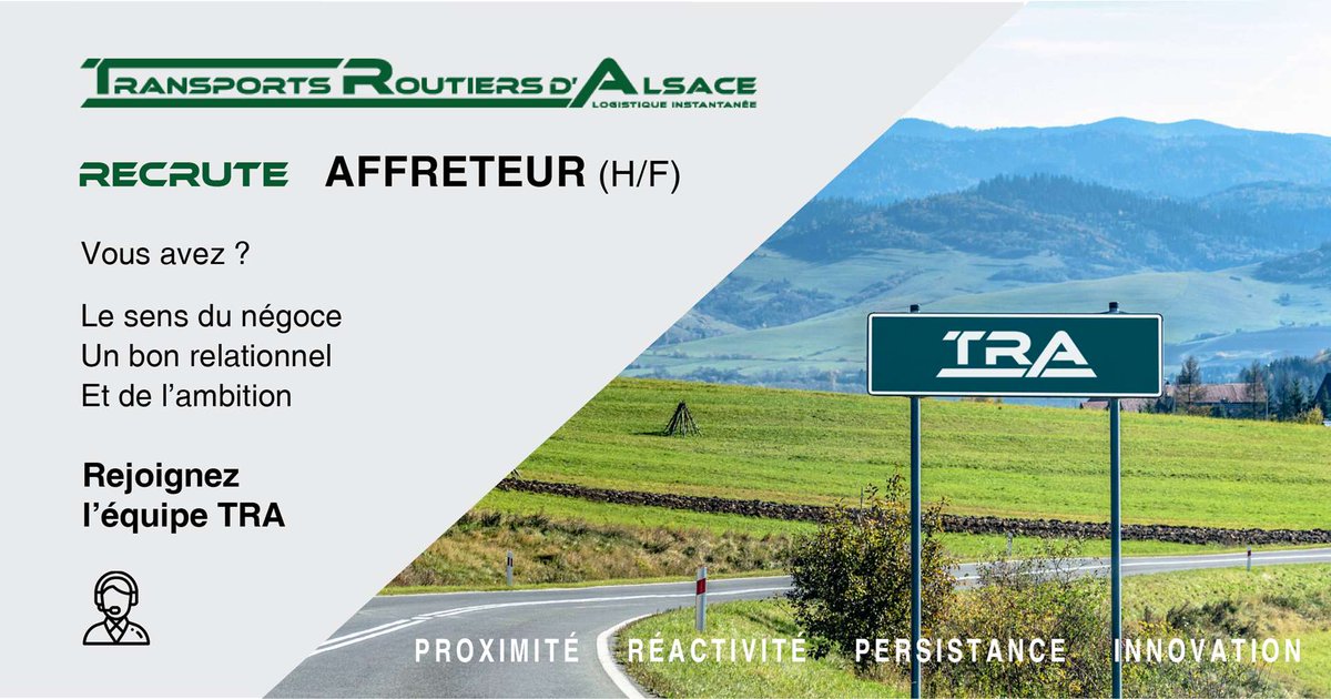 trAlsace's tweet photo. Transports Routiers d'Alsace recherche un AFFRETEUR (H/F) en CDI afin d'en renforcer son service
Expérience à ce poste demandée.

recrutement@tr-alsace.fr - 03 88 58 71

#Affreteur #Emploi #Transports #fret #embauche #Transport #offredemploi https://t.co/dXIZgRPIUc