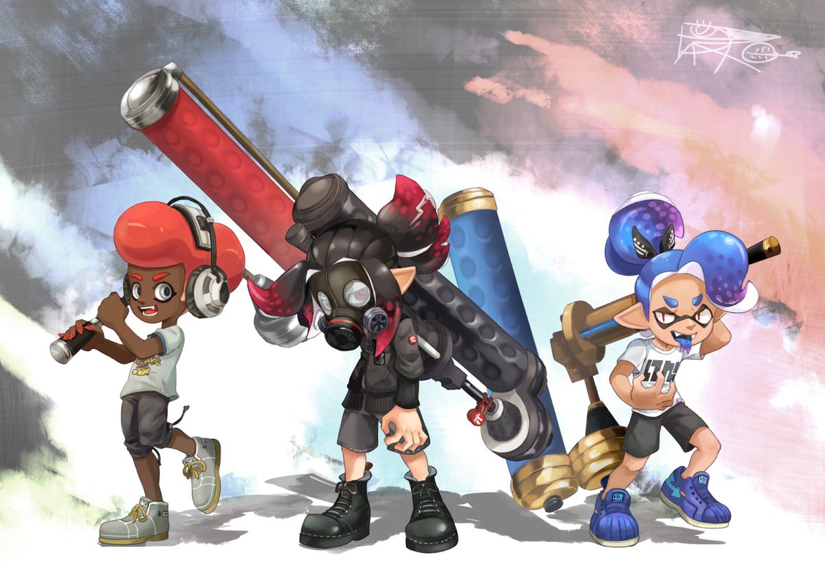 SnakeWolf's tweet image. 自家漆彈的角色~
喜歡的武器分別是重滾,重滾以及重滾
#splatoon