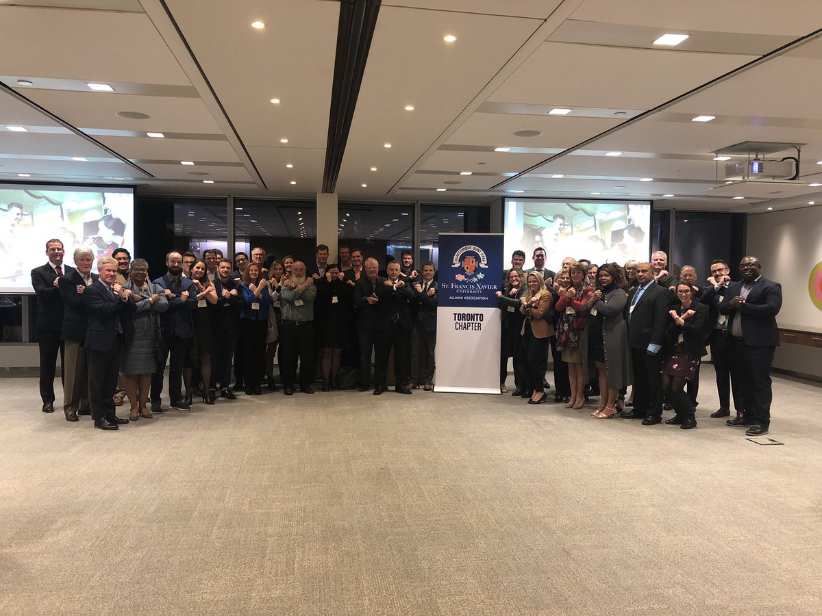 StFXAlumni's tweet photo. A great night in Toronto @FaskenLaw  celebrating with our @StFXToronto Chapter!  Thank you to all our alumni that came out to share stories and reminisce with friends.  @alexismacd @kevin_wamsley @MurrayKyte https://t.co/ce5dAvwxDp