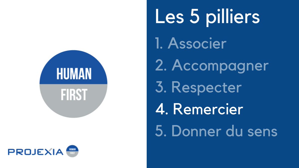 💡  Voici les cinq engagements du groupe dont Projexia fait maintenant partie: le Groupe K9. 
👉 Notre 4ème engagement est Remercier : 97% des employés sont fiers de travailler pour le groupe.
#HumanFirst