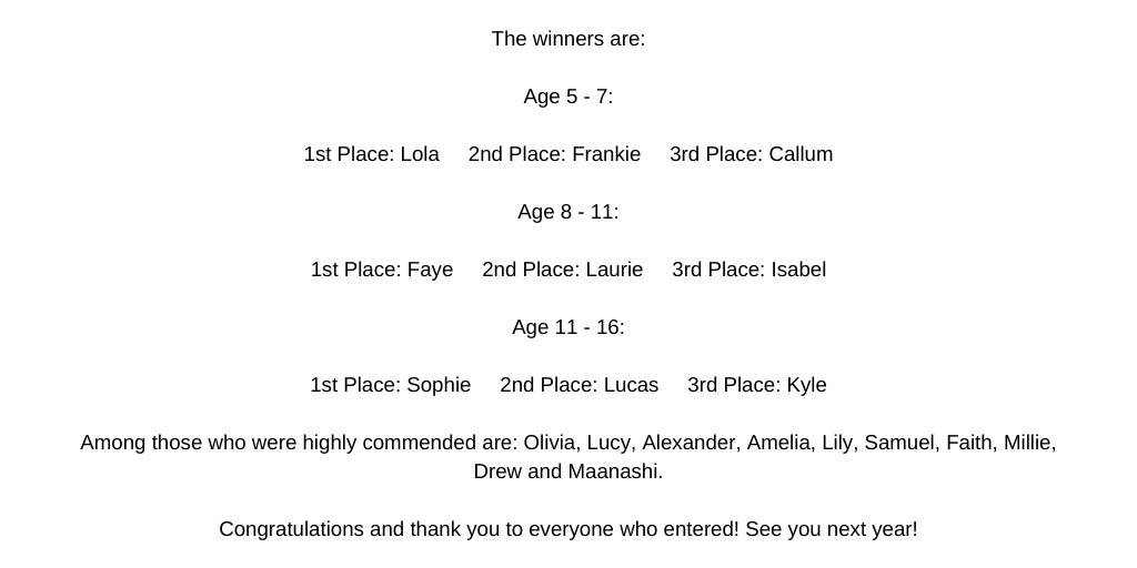 We are pleased to announce the winners of the Hylton Castle children's short story writing competition, in collaboration with <a href="/sunderlanduni/">University of Sunderland</a>. The standard of entries was extremely high &amp; entries were judged by local author <a href="/arevellwalton/">Nancy Revell (Amanda Revell Walton)</a>.