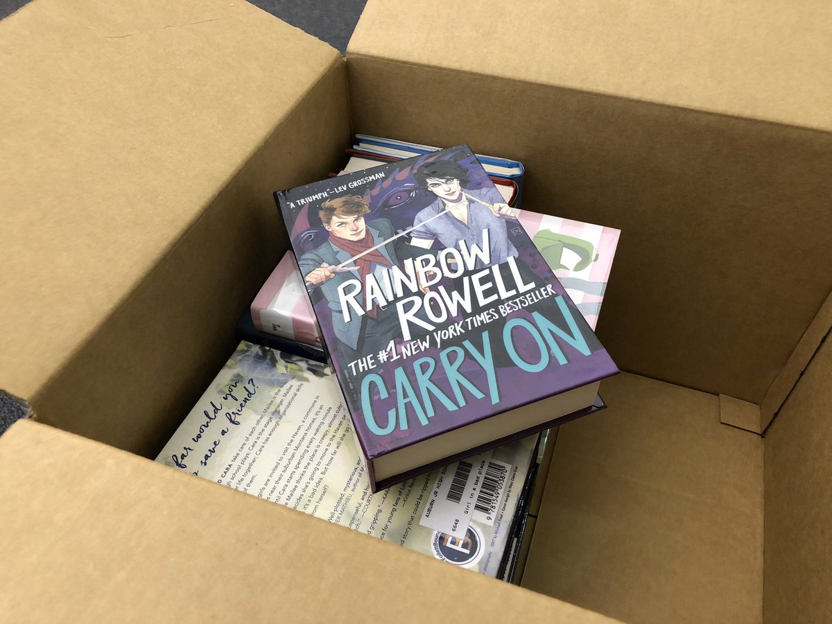 KatieRainer1's tweet photo. New books are in at the #AJHSlibrary! I call dibs on #CarryOn 😁 Can’t wait to dig into the great new #YAnovels and #nonfiction https://t.co/bOAO24iZs6