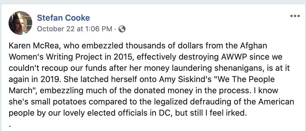WeThePeopleMar's tweet photo. Further information on @KarMcR has come forward. Again, she has no affiliation with our march! https://t.co/U0O1v4wcEC