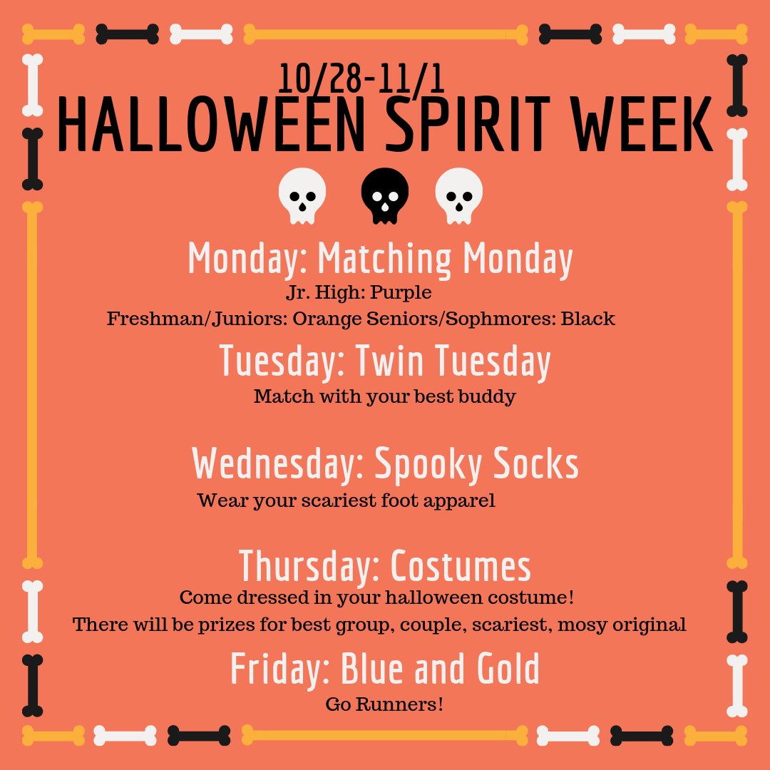 Halloween spirit week starts next Monday! Get your costumes ready👻