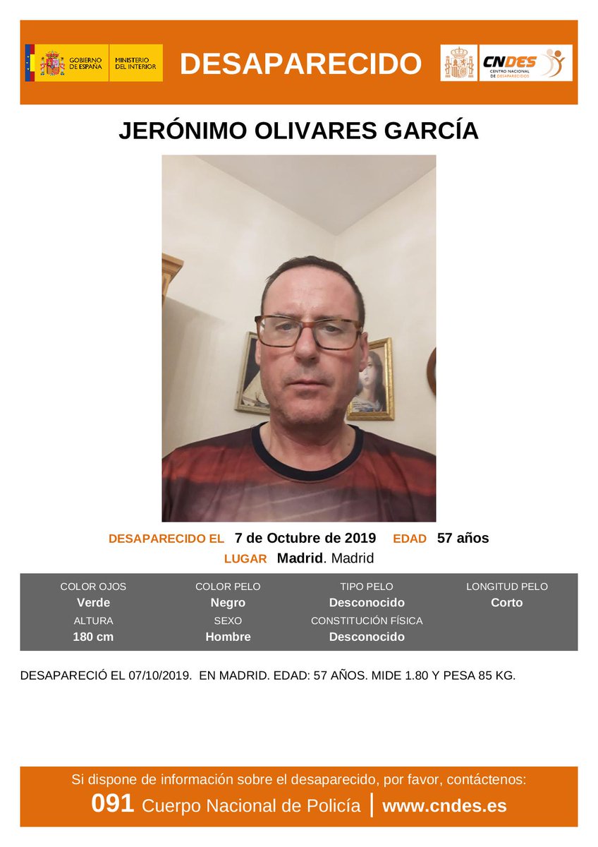 guardiacivil's tweet photo. 🆘URGENTE⚠
Este es Jerónimo, y ha #desaparecido en #Madrid
¿Lo has visto?
 Llámanos
☎️062
☎️091
☎️112
Tu RT puede ayudarle https://t.co/svlqeq21oJ