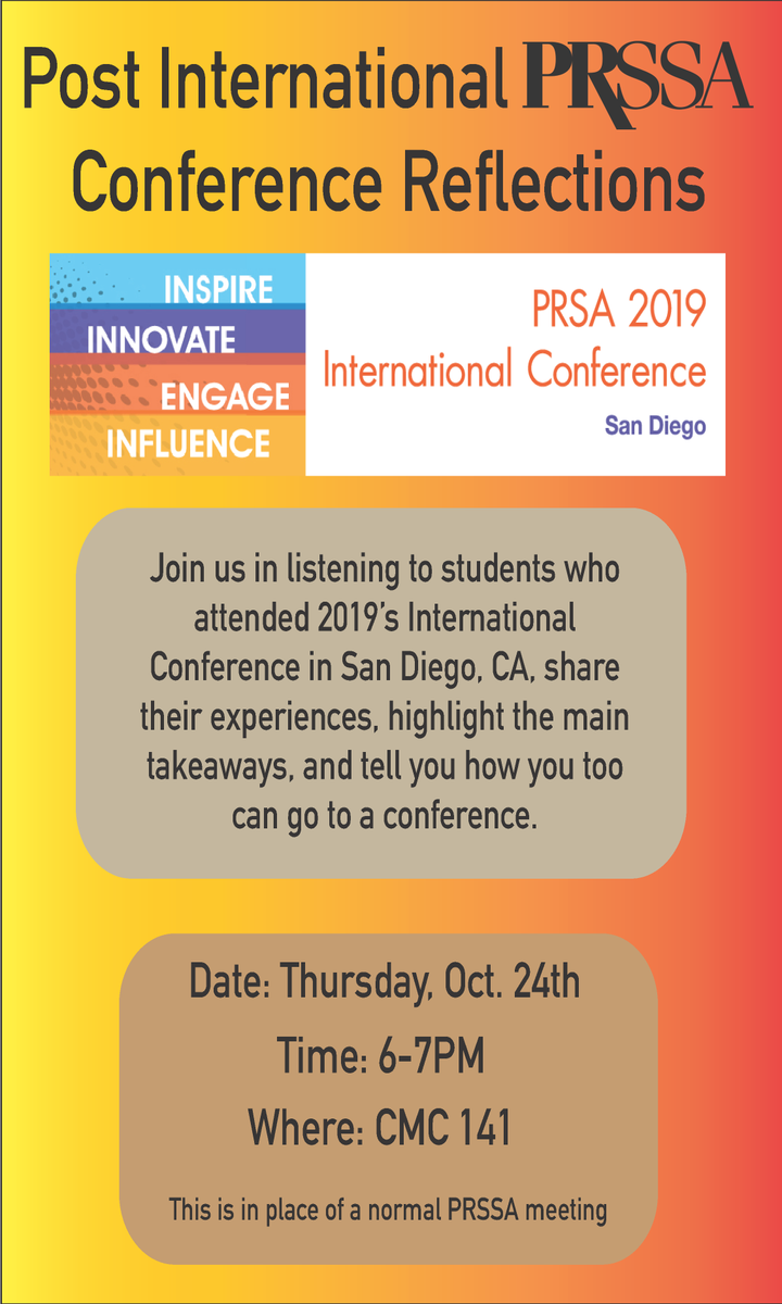 CapitalPRSSA's tweet photo. Meeting tonight!

Be sure to join us as we share some of our takeaways from #PRSSAIC and how you can join us on our next conference appearance.

#PRSSA #WhyPRSSA #CapFam https://t.co/iqjs6MvT4I