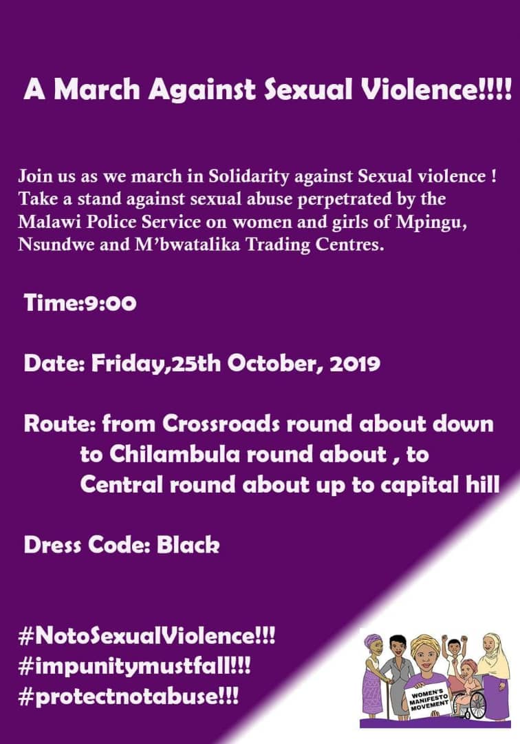 A March Against Sexual Violence. Friday 25 October at 9am, #Lilongwe  #NoToSexualViolence #Malawi