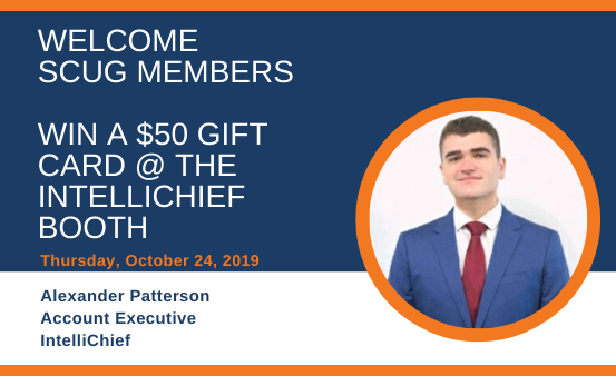 Intellichief's tweet photo. IntelliChief is very excited to be at the JDE Southern California User Group at the Westin, San Diego. Be sure you say hi to Alexander Patterson for your chance to win a $50 gift card! #SCUG #jdedwards #apautomation #intellichief https://t.co/5jIMJmwKNi