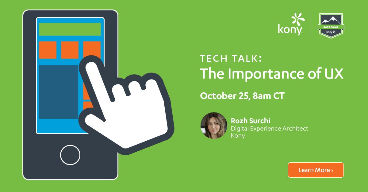 Tomorrow's the day! Join Digital Experience Architect Rozh Surchi who will share her expert views on UX Design during the #KonyBaseCampTechTalk on October 25 at 8am CT

basecamp.kony.com/s/article-deta…