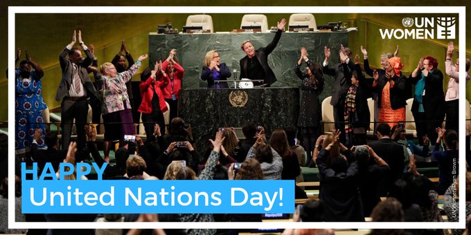 UN_Women's tweet photo. 🎈Happy birthday @UN! 🇺🇳🎉 By standing together as one, we can achieve a better 🌎 for all.

Here’s how you can become part of #GenerationEquality to support the fight for gender equality: https://t.co/gOfYUBzKo7 #UNDay https://t.co/GeeteACHYh