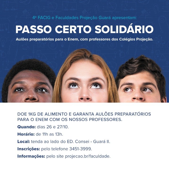 Dias 26 e 27 de outubro prepare-se para a prova do #Enem. Inscrições também nas unidades do CED 1, 2, 3 e 4 do Guará, Colégio e Faculdade Projeção Guará II, CRE Guará e CEMUB, do Núcleo Bandeirante.