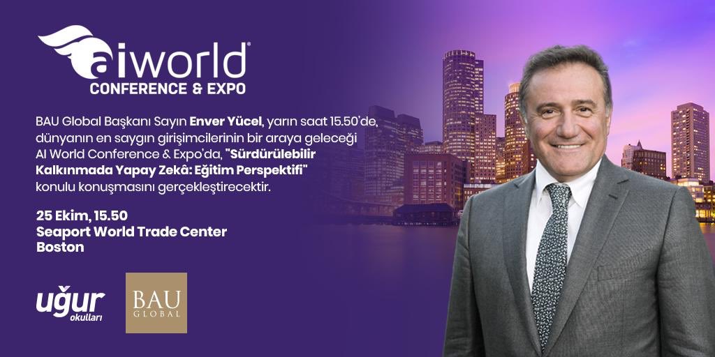 BAU Global Başkanı Sayın Enver Yücel, yarın saat 15.50'de, dünyanın en saygın girişimcilerinin bir araya geleceği AI World Conference &amp; Expo'da, "Sürdürülebilir Kalkınmada Yapay Zekâ: Eğitim Perspektifi" konulu konuşmasını gerçekleştirecektir!

#UgurluOlmak