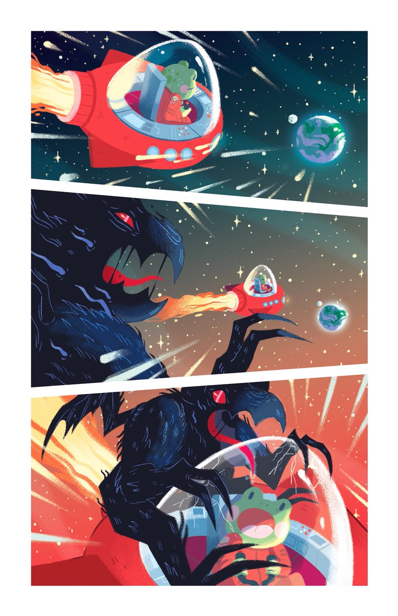 @thebluevalkyrie I'll take a shot at this. Hi I'm Toni! I made a comic about superheroes and scary space bats for my thesis! I threw in a sheet of my boy since my character style is a little versatile. More of my work & comics are on my website. Thanks for the opportunity! https://t.co/OK8umw7yYq 