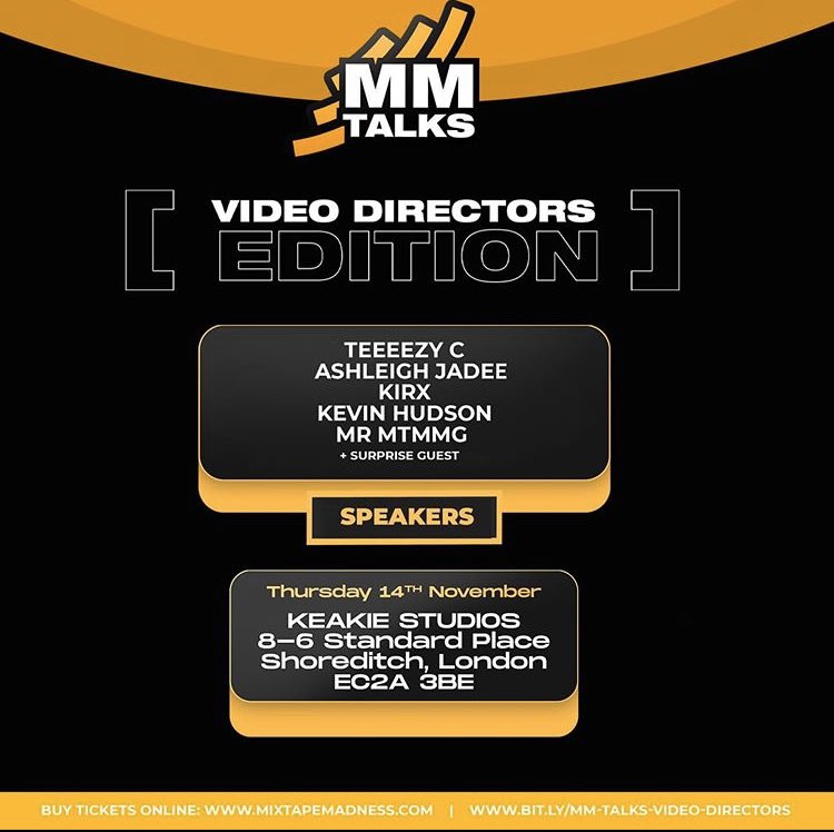 MixtapeMadness's tweet image. 🗣 #MMTalks is back! 

For November we’re bringing together the scene’s coldest video directors 🎥 with some surprise guests! 

A great chance to hear the stories, tips and tricks from the videographers of your favourite videos. 
⠀
🎫 
eventbrite.co.uk/e/mm-talks-vid…