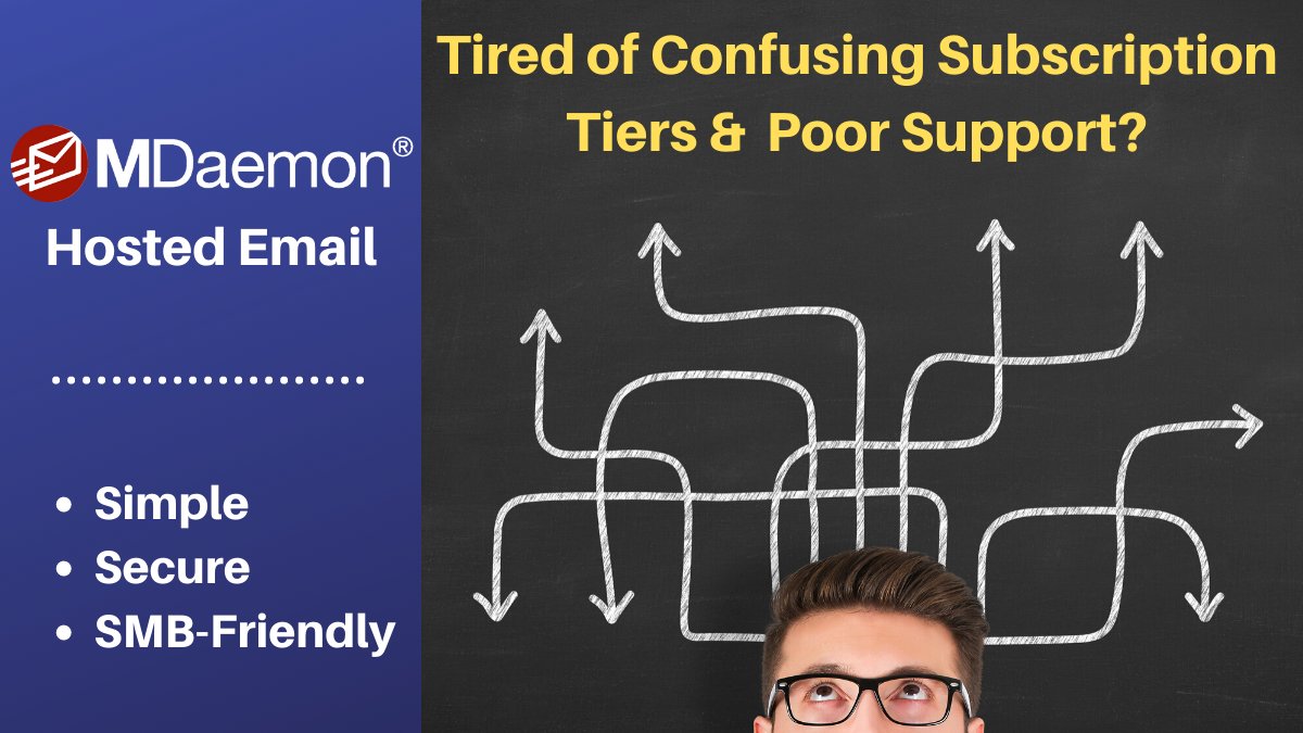 MDaemon_Email's tweet image. Tired of confusing Office 365 subscription tiers, too much spam, outages or poor support? We provide an alternative cloud hosted #email solution, plus ActiveSync mobility, responsive mobile #webmail, quarantine reports &amp;amp; more! bit.ly/31Mv1LI