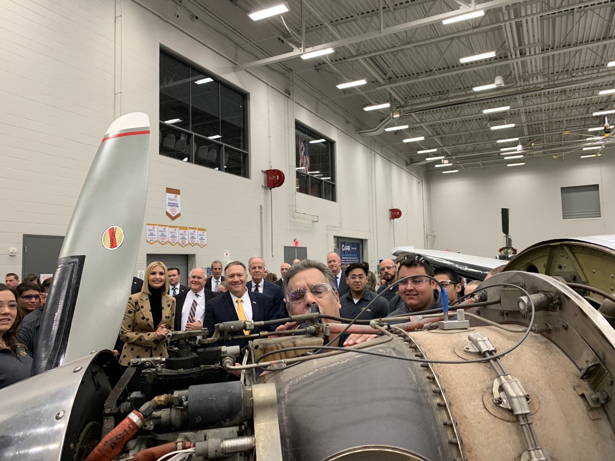 IvankaTrump's tweet image. I have a feeling that ⁦@SecPompeo⁩ and I met the next Walter Beech or Clyde Cessna in Wichita, KS today!✈️