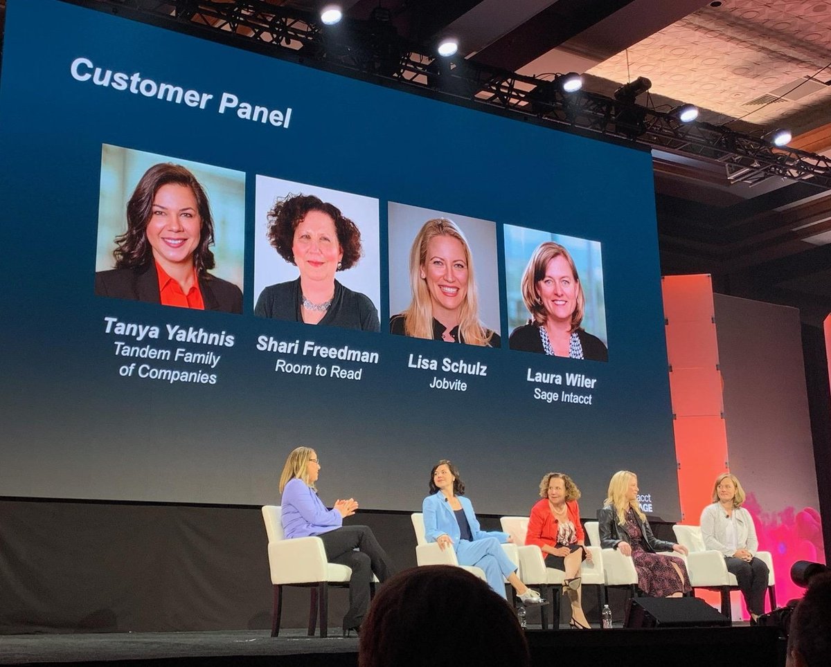 Nice to see this as a main keynote session - "Women in Finance" panel at <a href="/SageIntacct/">Sage Intacct</a> #ADV19