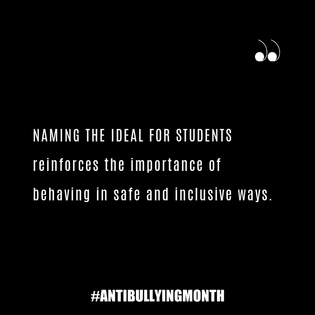 Naming this ideal, repeatedly, is one way to keep the expectations of kindness and inclusiveness paramount in the classroom culture.

#AntiBullyingMonth #preventbullying #buildcommunity #ResponsiveClassroom #SocialEmotionalLearning #kindclassrooms #inclusiveclassrooms #safe