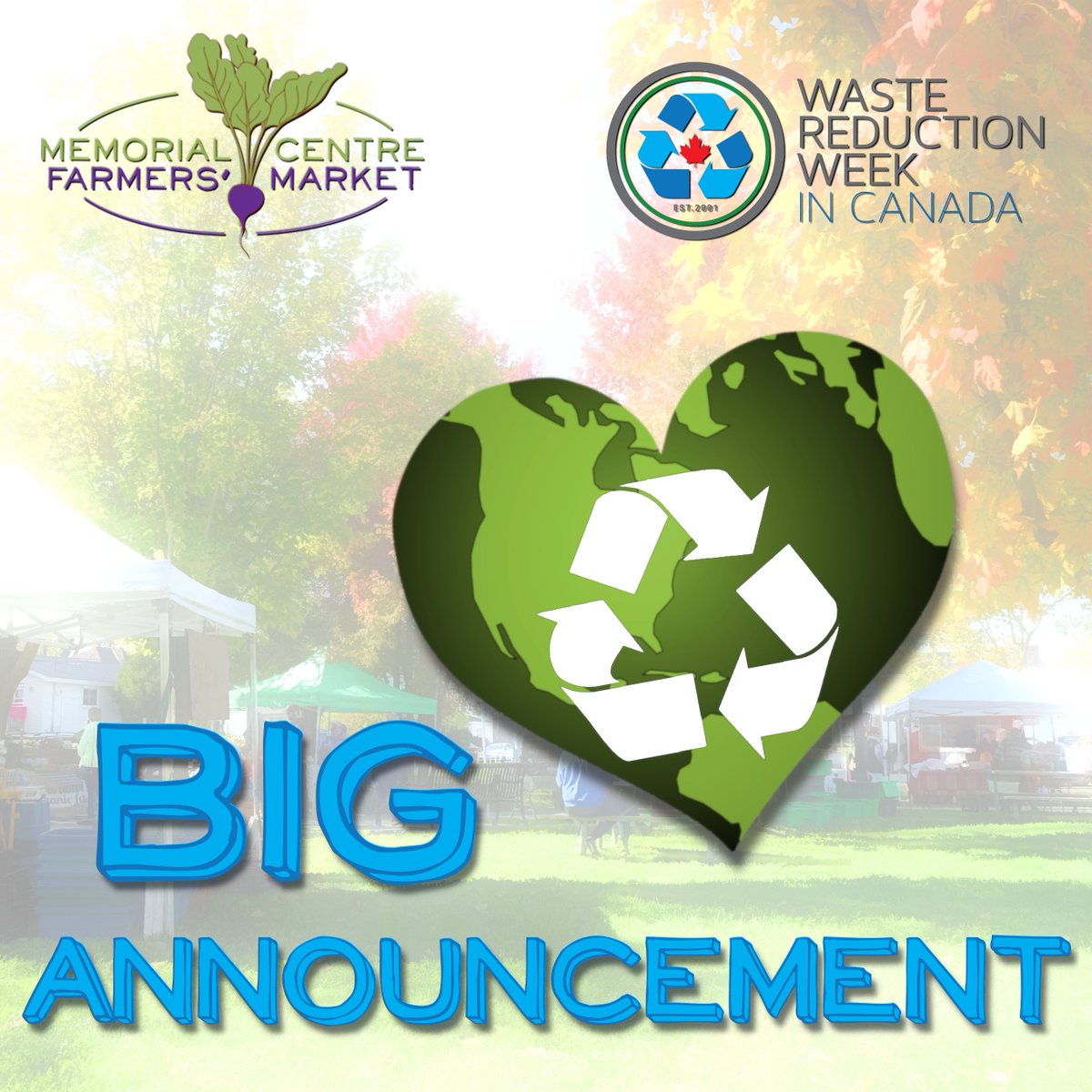 memorialmarket's tweet photo. Waste Reduction Week in Canada special announcement: in consultation with public health, we now welcome clean reusable containers from home for ALL food purchases at market, yes, even hot prepared foods! Who's excited?!

 #ygk #ygknews #ygklove #wastereductionweek #ygkfood #myygk https://t.co/B3qgZPmxu9