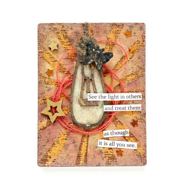 I had a blast creating this artist trading card for the More Than Words Challenges October 2019 Mini Challenge using products from @CEChipboard, @SBAdhesivesBy3L, and @LindysGang. More details on the blog! #ArtistTradingCard #MixedMediaArt #MTWChallenges bit.ly/2JjbjAY