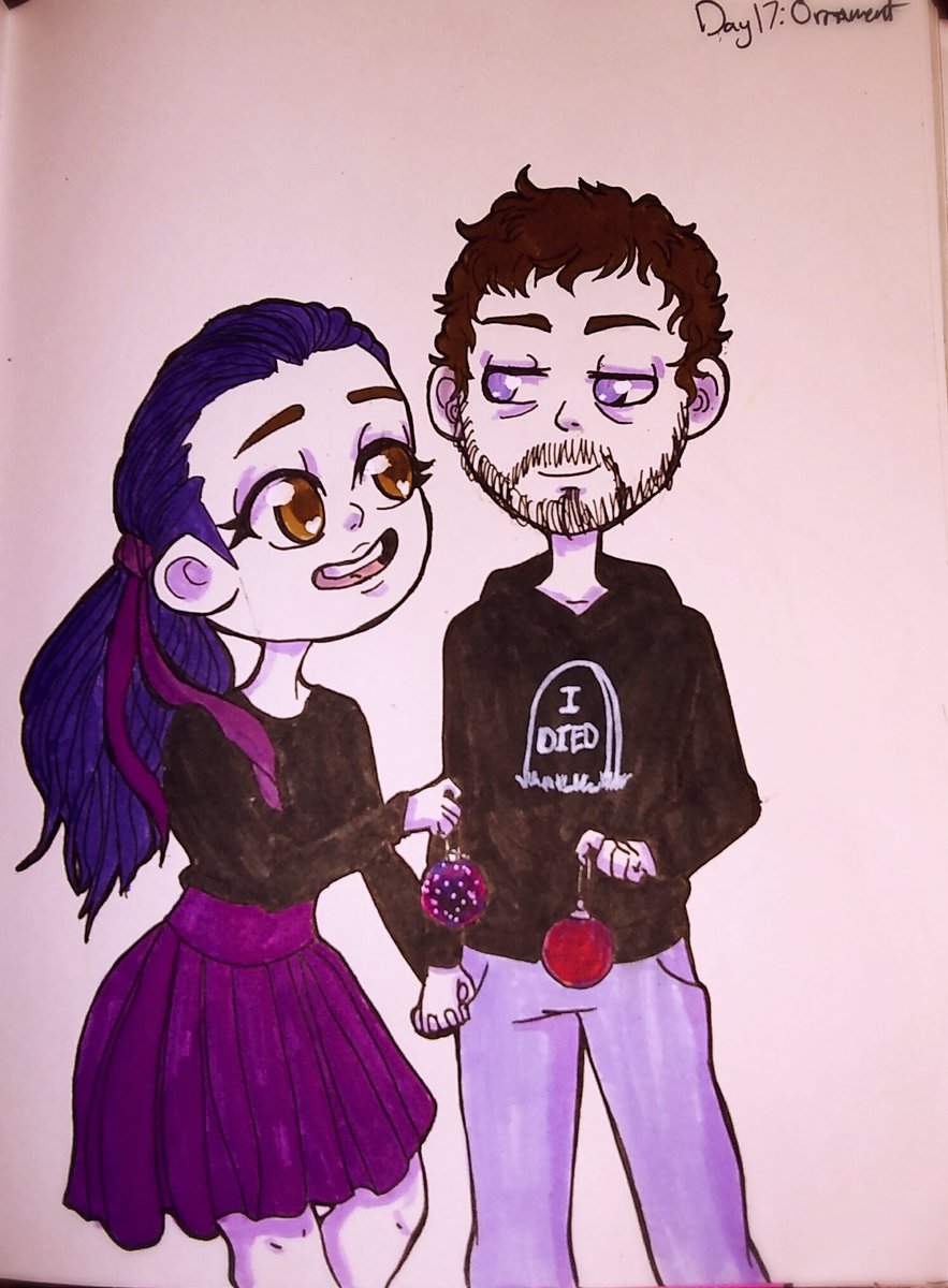 AurasArt's tweet photo. The theme ornament for #Inktober2019 I thought of @threadbanger obviously. Galaxy Queen and her Rowdy Boy💜💜💜 #threadbanger #tombow #posca https://t.co/9prx1tYNqh