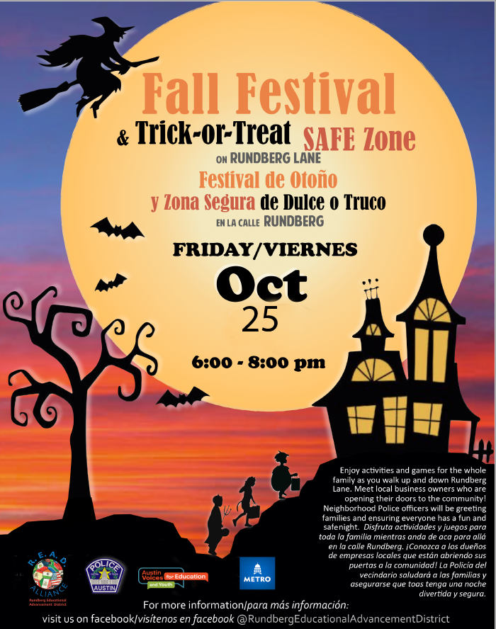 Austin_Police's tweet photo. Tomorrow we will have our Fall Festival on Rundberg! Make sure to join us from 6-8 p.m. for family fun, games and treats.
#OneAustin #SaferTogether #ATXFreeEvents #CommunityPolicing https://t.co/P2H1hLHS4t