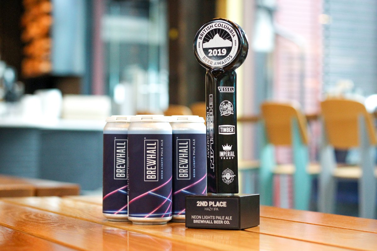 TAKE AN AWARD WINNING BEER HOME WITH YOU 🏆 We’re honoured to have won 4 awards at the 2019 @bcbeerawards.⁠ Neon Lights Pale Ale won 2nd place out of 91 entries in the Hazy IPA category and is now available for purchase in our beer hall!⁠