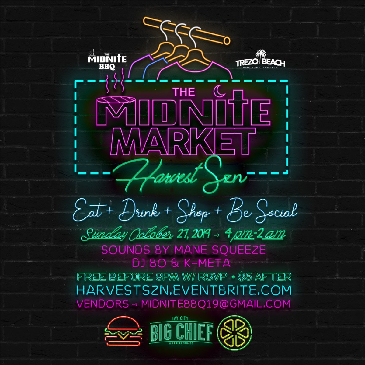 Fall is Harvest Szn. Join us at Big Chief SUNDAY - mailchi.mp/006e2df40d85/s… Hosted by @TrezoB 

Sounds by @mane_squeeze @djkmeta @boknowsdjing

Vendor slots still available: MidniteBbq19@gmail.com