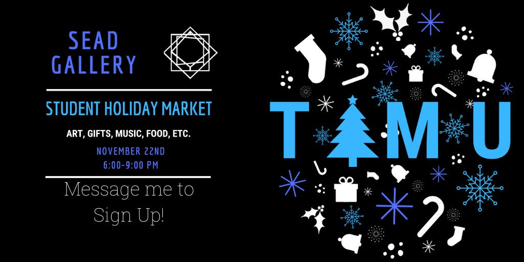 costanza_david's tweet photo. Hi Twitter friends! If you are an Artist, Baker, Crafter, or anything in between SEAD Gallery in downtown Bryan is hosting a night for YOU! If you have any questions feel free to ask! #TAMU20 #TAMU21 #TAMU22 #TAMU23 https://t.co/eMCPw9Ujxg
