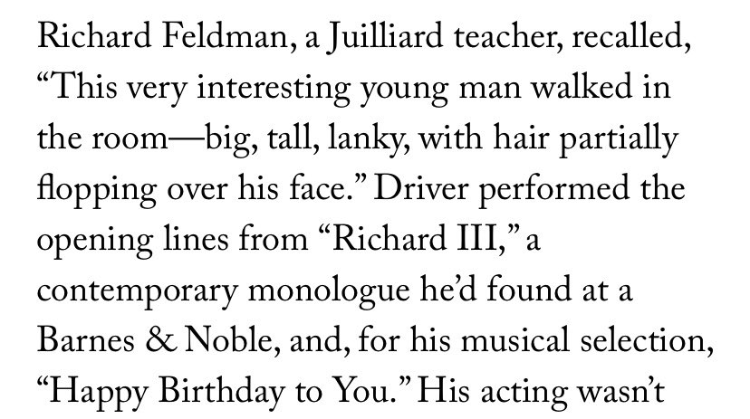 Just mulling over Adam Driver singing happy birthday for his Julliard audition  