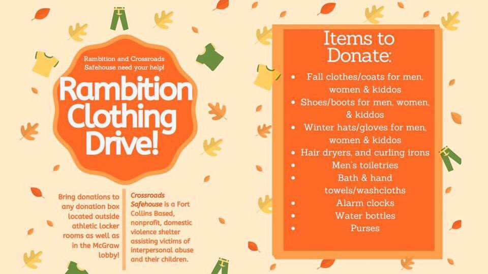 CSUSAAC's tweet image. Rambition clothing drive going on now! In partnership with Crossroads Safehouse. Donations can be dropped off in the McGraw lobby.