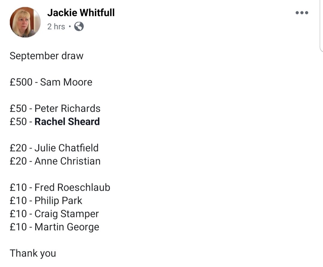 300 club draw result.
I'm sure <a href="/sammoo22/">S | M</a> would like to invite everyone to the club for the <a href="/EnglandRugby/">England Rugby</a> game for a few pints on his behalf. Cheers Shandy