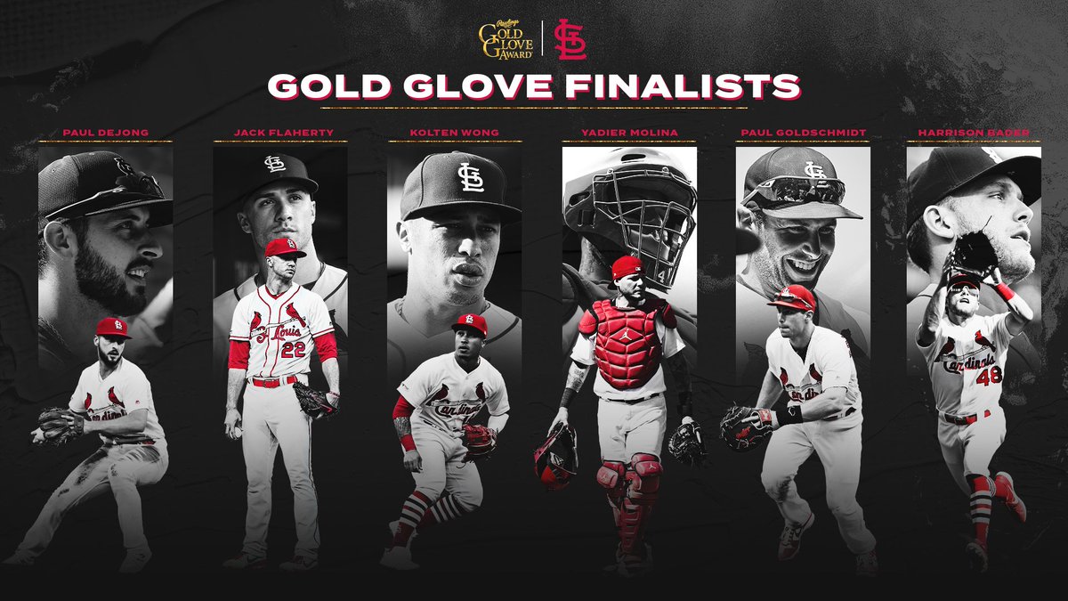 Cardinals's tweet image. Not one, not two, not three, not four, not five, but SIX  #GoldGlove finalists!