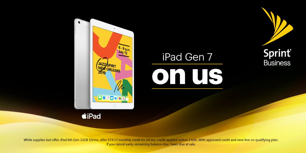 Business owners, this weekend only, pick up the new iPad Gen 7–featuring a large 10.2-inch Retina display–! Find a store at sprint.co/2PGrwle this #SizzlingSprintWeekend October 25th-27th. #WorksForBusiness