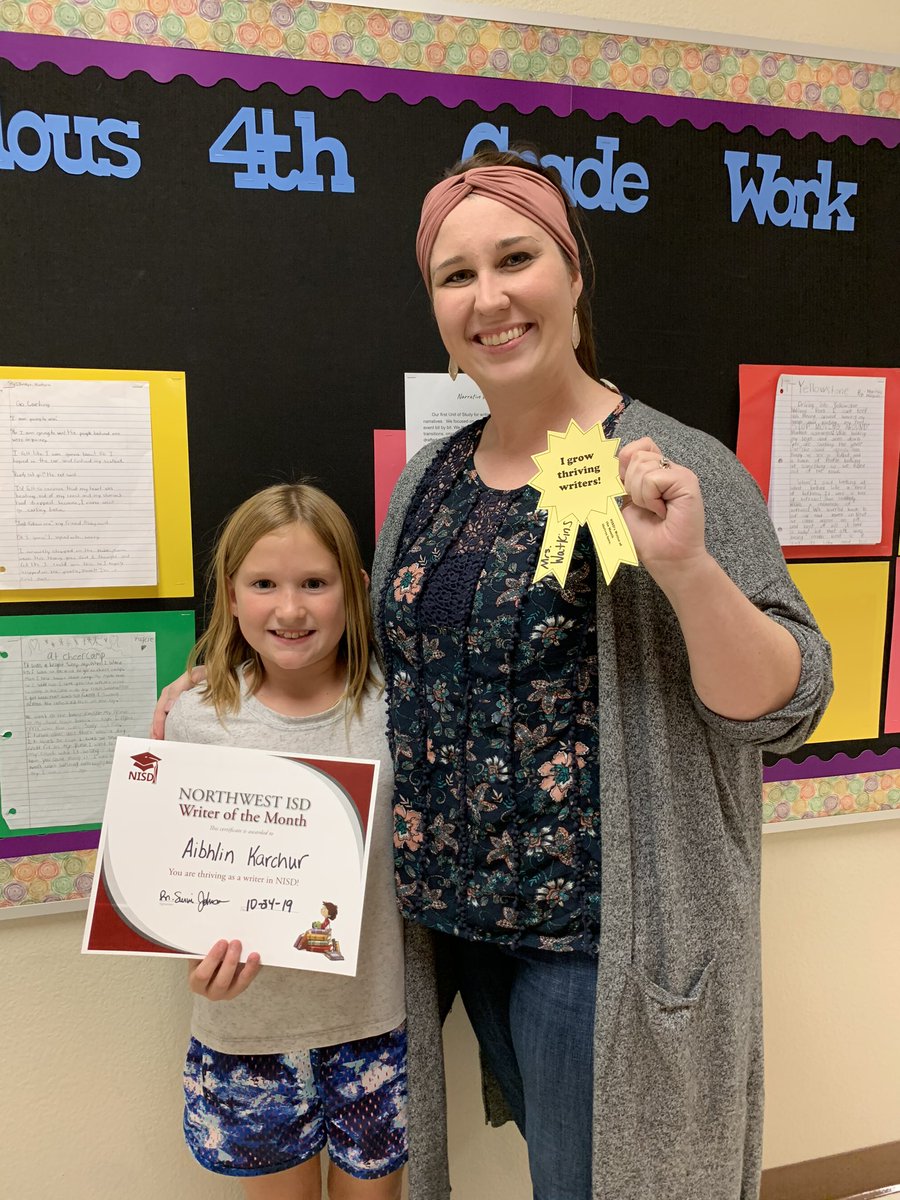 Northwest ISD ELA (@northwestela) on Twitter photo Congratulations to Aibhlin Karchur from <a href="/HasletElem/">Haslet Elementary</a> on being named as an NISD Writer of the Month! She loves writing about things she has done before! <a href="/webloves2read/">melissa webber</a> <a href="/MrsWatkinsNISD/">Mallory Watkins</a> <a href="/NorthwestELA/">Northwest ISD ELA</a> #TCRWP Congratulations to Aibhlin Karchur from <a href="/HasletElem/">Haslet Elementary</a> on being named as an NISD Writer of the Month! She loves writing about things she has done before! <a href="/webloves2read/">melissa webber</a> <a href="/MrsWatkinsNISD/">Mallory Watkins</a> <a href="/NorthwestELA/">Northwest ISD ELA</a> #TCRWP