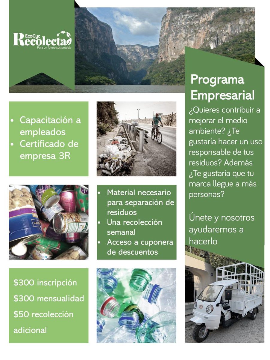 EcocycR's tweet image. #Eco3R #Recolecta #Ecocyc ¿Tienes una empresa y quieres hacerla sustentable? Llámanos 9616524056 te decidimos #Como