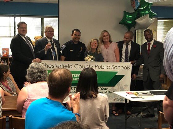 Big congratulations to teaching rock star ⭐️ Beth Nathanson from <a href="/BonAirPTA/">Bon Air PTA</a> on being named County-wide Teacher of the Year!  Recognized by <a href="/DrD_CCPS/">Merv Daugherty</a> @MatoacaCCPS at the Gold Star Gala for #oneCCPS @ccpsinfo - congrats to all of our Teachers of the Year! <a href="/HeatherFGentry/">Heather Gentry</a> <a href="/jsiddiqi7/">Javaid Siddiqi</a>