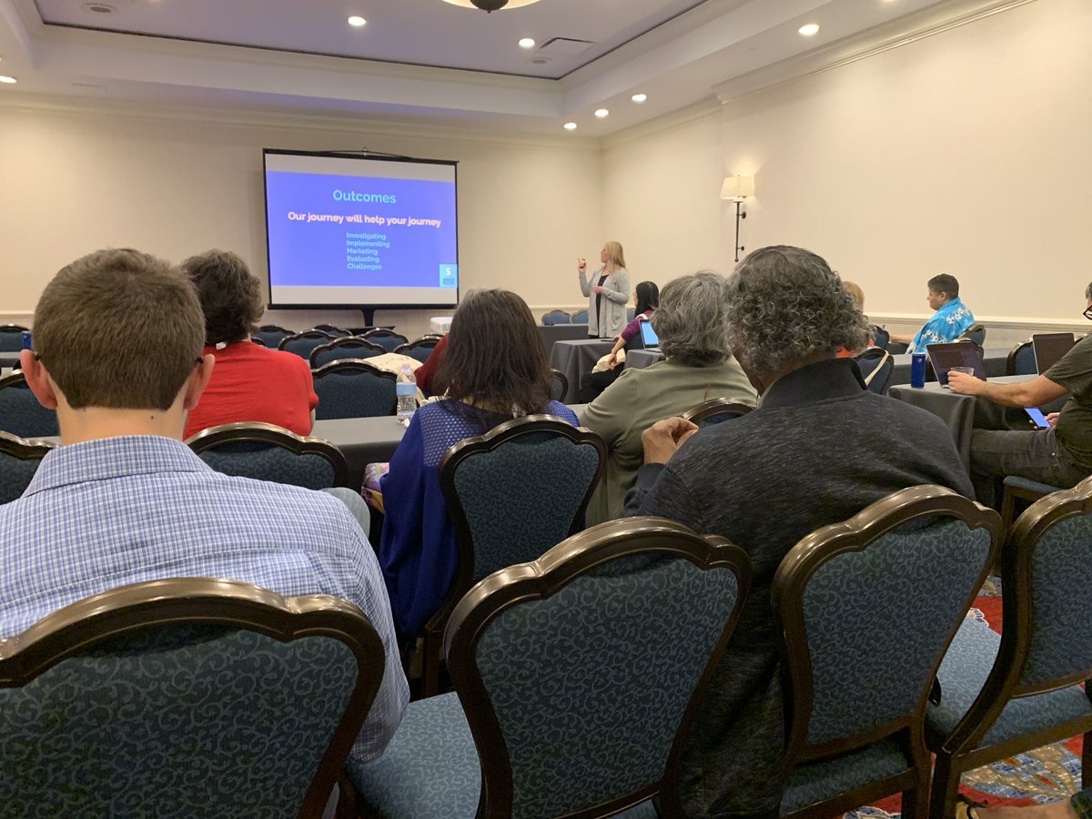 EBSCO's tweet image. Carol Kunler from @SnowLib is talking about the listening needs of a diverse student population. #CollectionDevelopment #AudioBooks #LibraryWorkflows #EBSCOUsers19