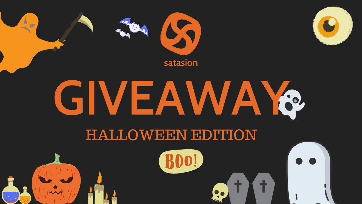 Giveaway Alert! 🚨 No.2
- Halloween Edition 🎃
WIN $25 in $BTC

In order to win you must:
• Follow us (@satasion)
• Like this
• Retweet this
• Tag 5 of your friends!

Ending in 24 hours! Satasion is doing this till the 31st everyday!

#giveaway #win #cryptocurrencies #bitcoin