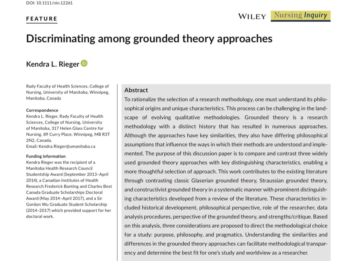 Very excited to facilitate a #groundedtheory workshop tomorrow with @DrChristinaWest at the @theIIQM Qualitative Health Research conference: What Grounded Theory Approach Should I use? Comparing and Contrasting Three Methodologies. @UM_RadyFHS @umanitoba @UMGradNursing