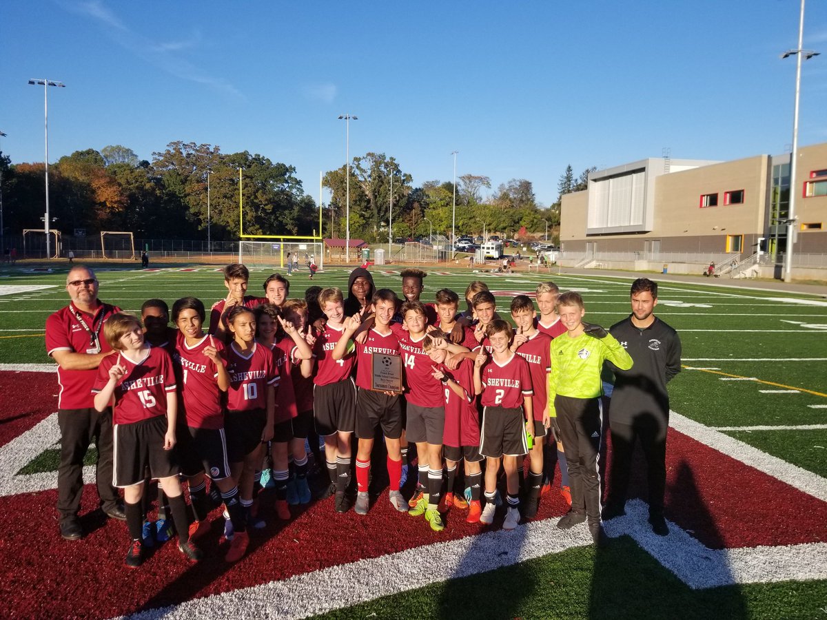 #CougarprideAvl. The Asheville middle school boy's soccer team won the conference tournament today! Cougar Pride!