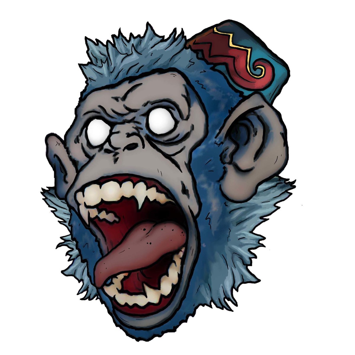 Crickey mate that beauty there is a winged ape strictly indigenous to the Land of OZ. Such a beautiful bluish hue to its coat, but we mustn’t get closer this darlings in heat. #flyingmonkey #oz #wizardofoz #monkey #hat #tattoo #teeth #fangs #halloween #wicked #scream #dandyv