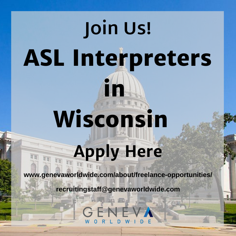 GWWRecruitment's tweet photo. Are you or someone you know is an ASL interpreter? Interested in freelance interpreting work? Apply for opportunities in Wisconsin!
Apply Here ➡️ https://t.co/8I9N5HruFL

#ASL #SignLanguage #Interpreter #Wisconsin #Freelance #FreelanceWork #JobPosting #Recruit #Retweet #TBT https://t.co/7U7c5ZsVJv