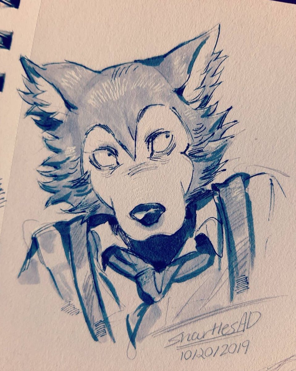 Traditional doodle I did at like 1:00AM that I forgot about until now ldjfgfgdfg I don't know how to use any form of pen I die. I forgot I added my alt accounts signature to this one LMAO
 
he #BEASTARS #beastarsfanart 