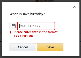 I assume this is too small of a bug for a bug bounty  😅  (Found on <a href="/Amazon/">Amazon</a>'s Pet Profile form)