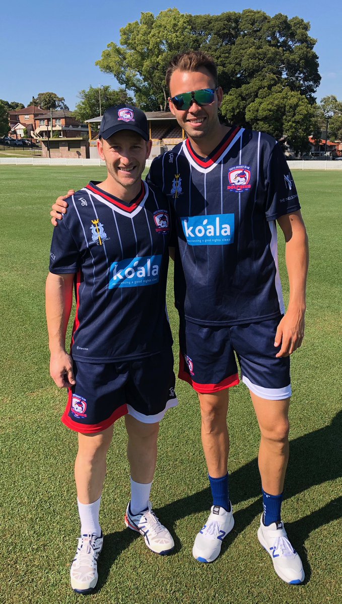 Great to have <a href="/CricketNSW/">Cricket NSW</a> Captain Peter Nevill and fast bowler Harry Conway with us at The Dolphins this round #upthedolphs 🐬