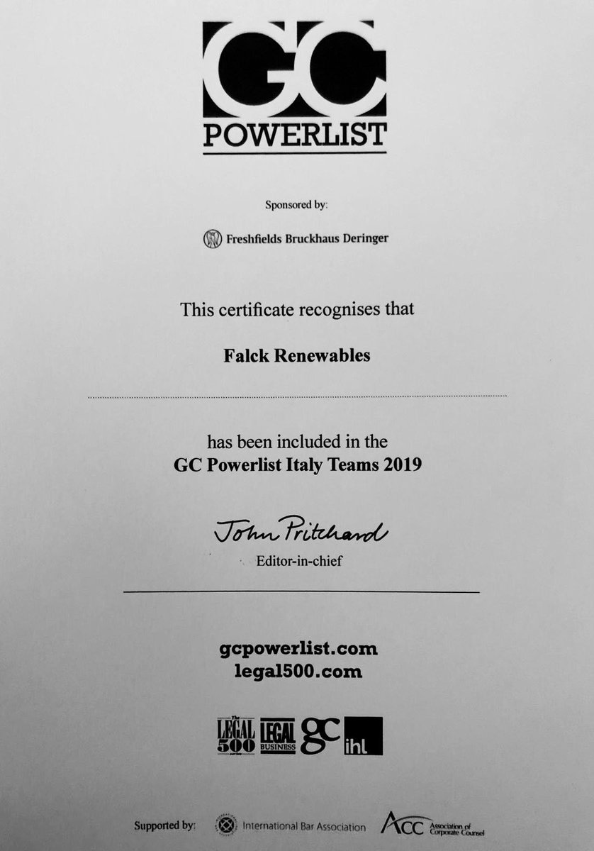Renantis_'s tweet photo. Great recognition for #falckrenewables legal department to be listed on The Legal 500 – GC Powerlist: Italy Teams 2019.
We’re proud of the excellent #teamwork 👏👏👏
 @thelegal500 @gcpowerlist https://t.co/l7TQIMGwdl