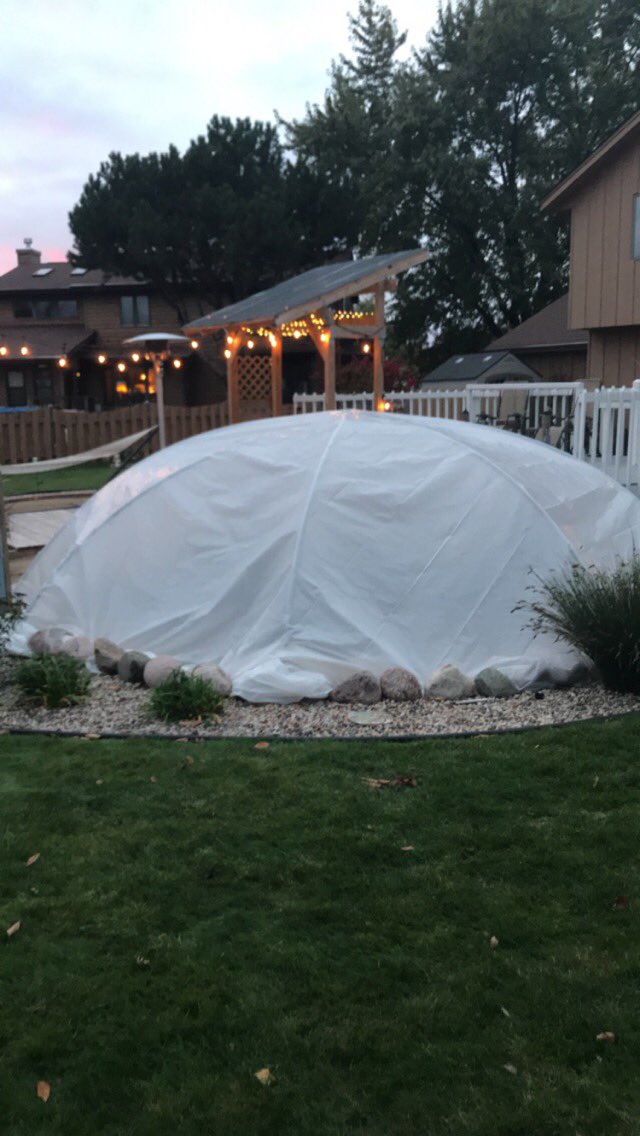 ChadBaldauf's tweet photo. #WintersComing
#FishDome
Finished the fish dome for Koi Pond- Snow coming next week- Yeah https://t.co/6Kn8yD19UO