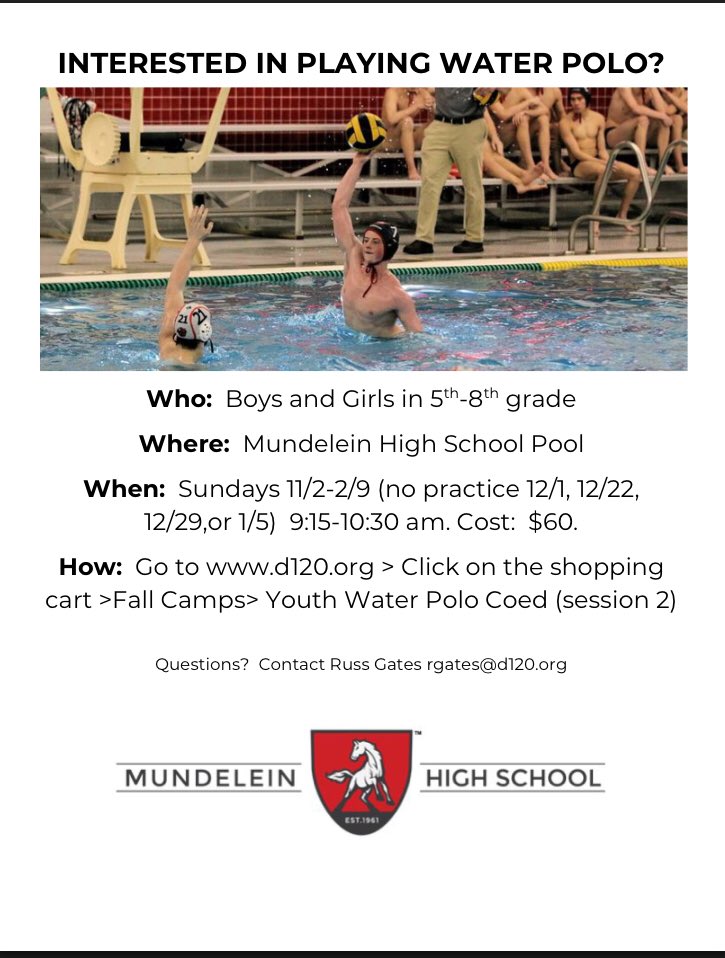 We had so much fun this fall, we’ce decided to do it again this winter!  Youth water polo at MHS <a href="/MHSwaterpolo/">MHS Girls Water Polo</a> <a href="/GoMHS_Athletics/">Mundelein Athletics</a> @MHS_Principal